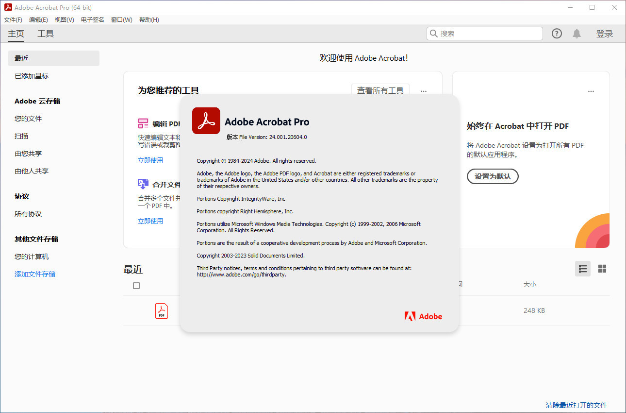 Adobe Acrobat Pro DC v2025.001.20744 (x64) 中文绿色便携版