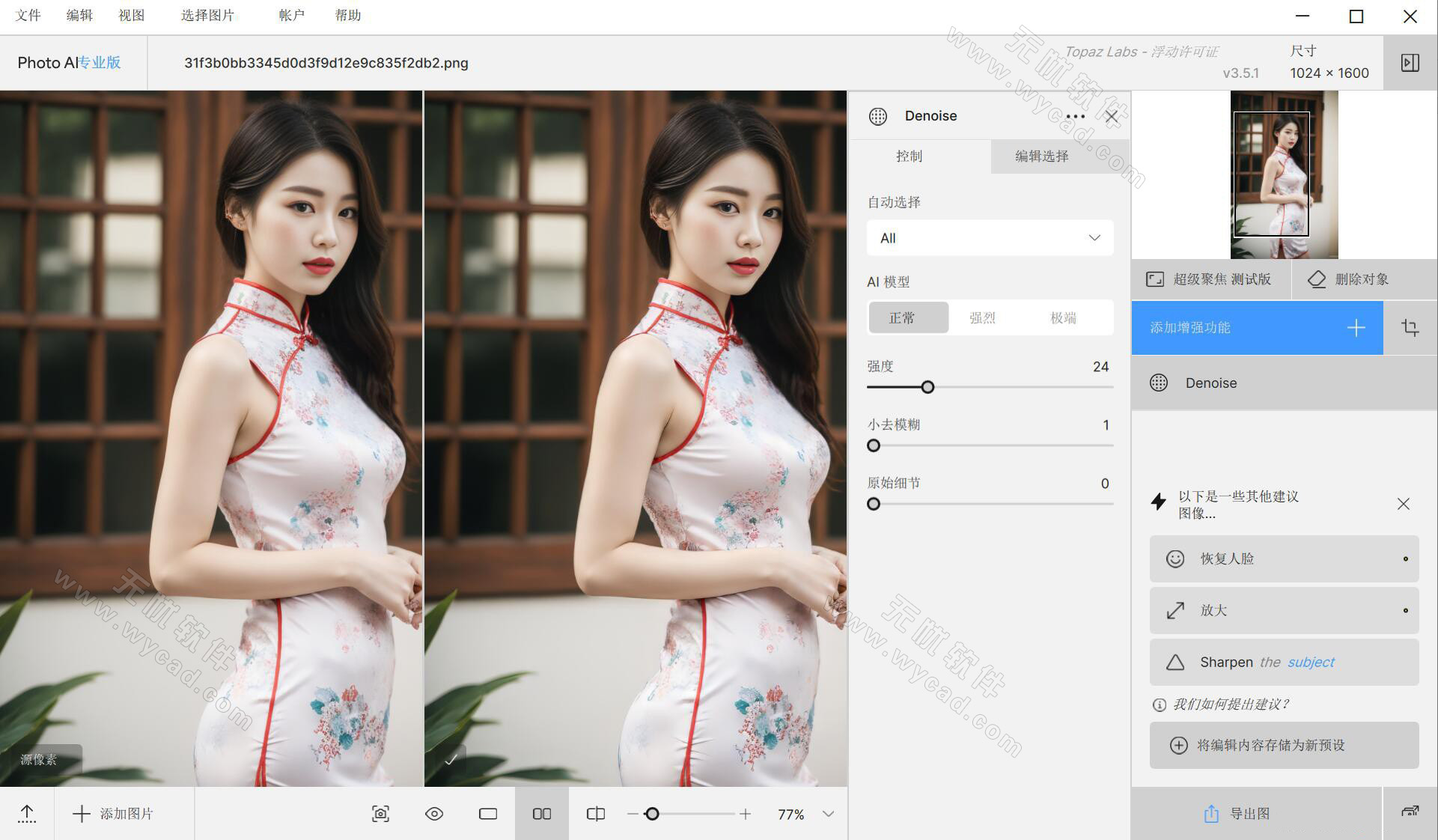 AI图片降噪软件 | Topaz Photo AI v4.0.1 中文直装版