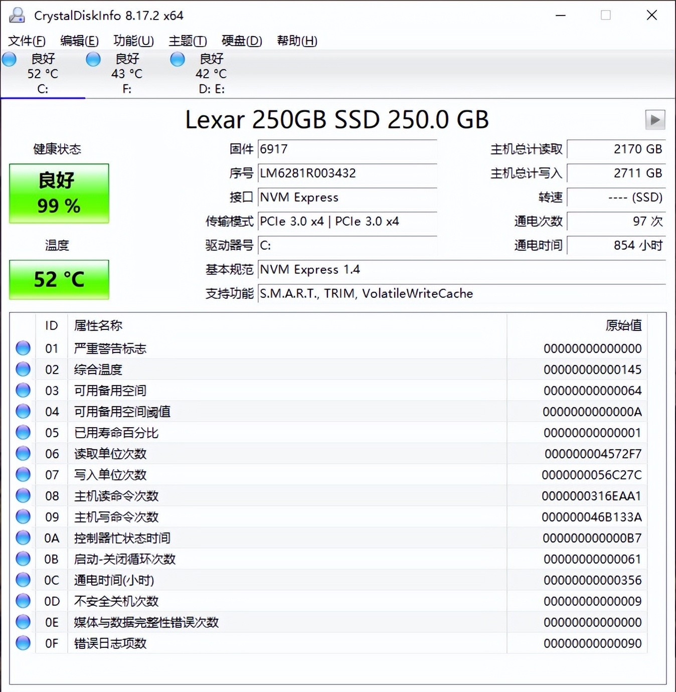 硬盘检测工具 | CrystalDiskInfo v9.7.2 中文绿色版-图片1
