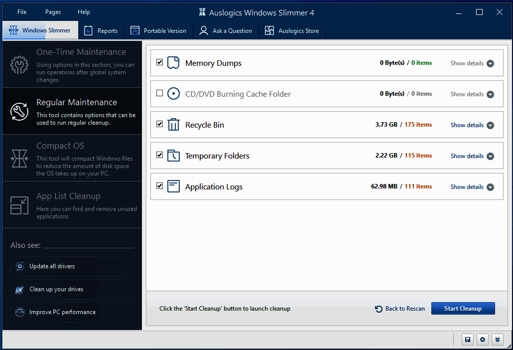 系统优化工具 | Auslogics Windows Slimmer v5.1.0.0 绿色版